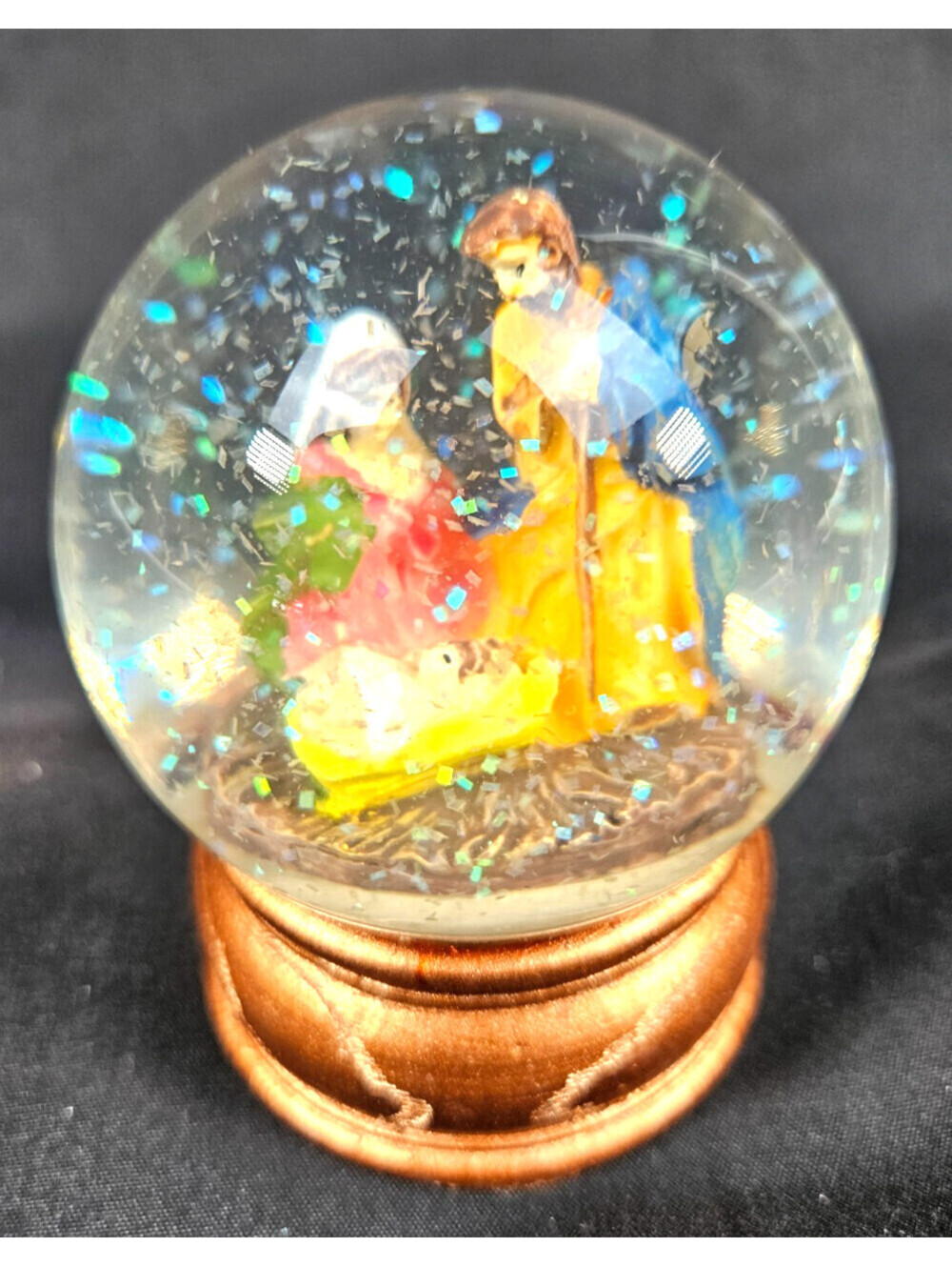 Nativity Scene Snow Globe Featuring The Holy Family Mary, Joseph and Baby Jesus